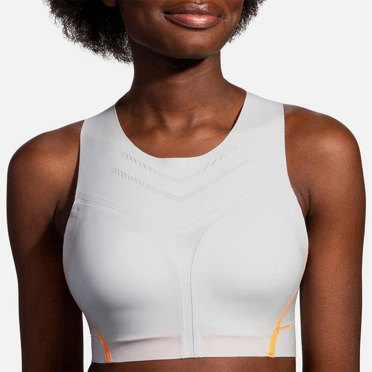 Sutiã Esportivo Brooks Dare High-Neck Run Feminino Brasil - Branco (58419TYLS)